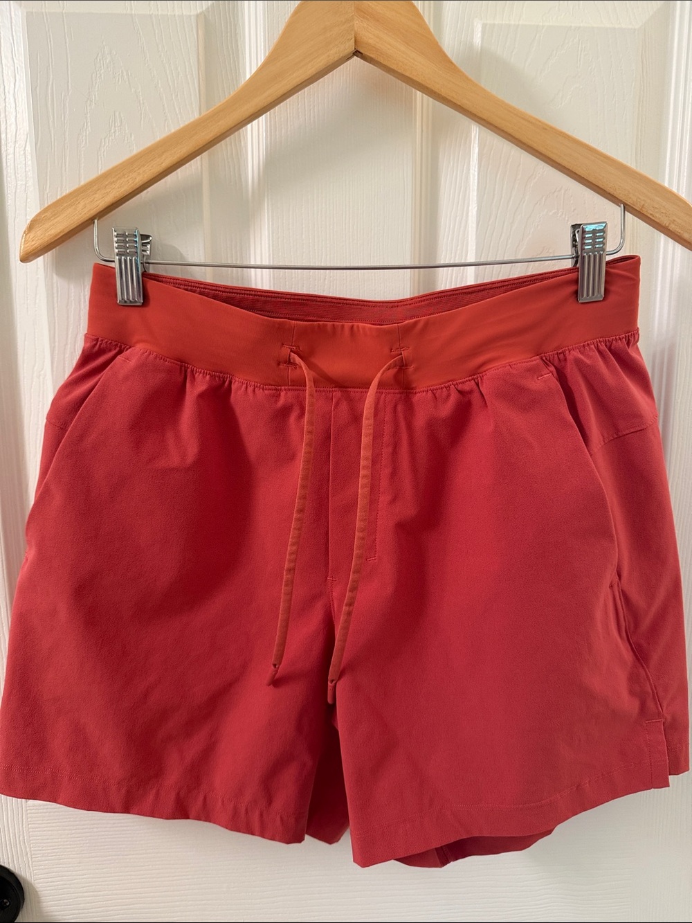 lululemon athletica Coral-Red Drawstring Athletic Shorts